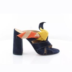 Chloe Navy Blue and Yellow Heeled Sandals